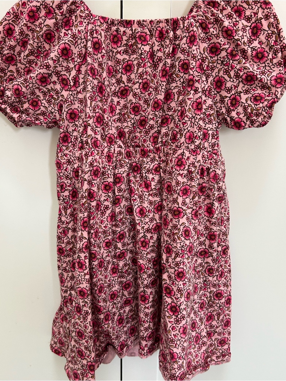 Crewcuts Pink Floral Puff-Sleeve Dress